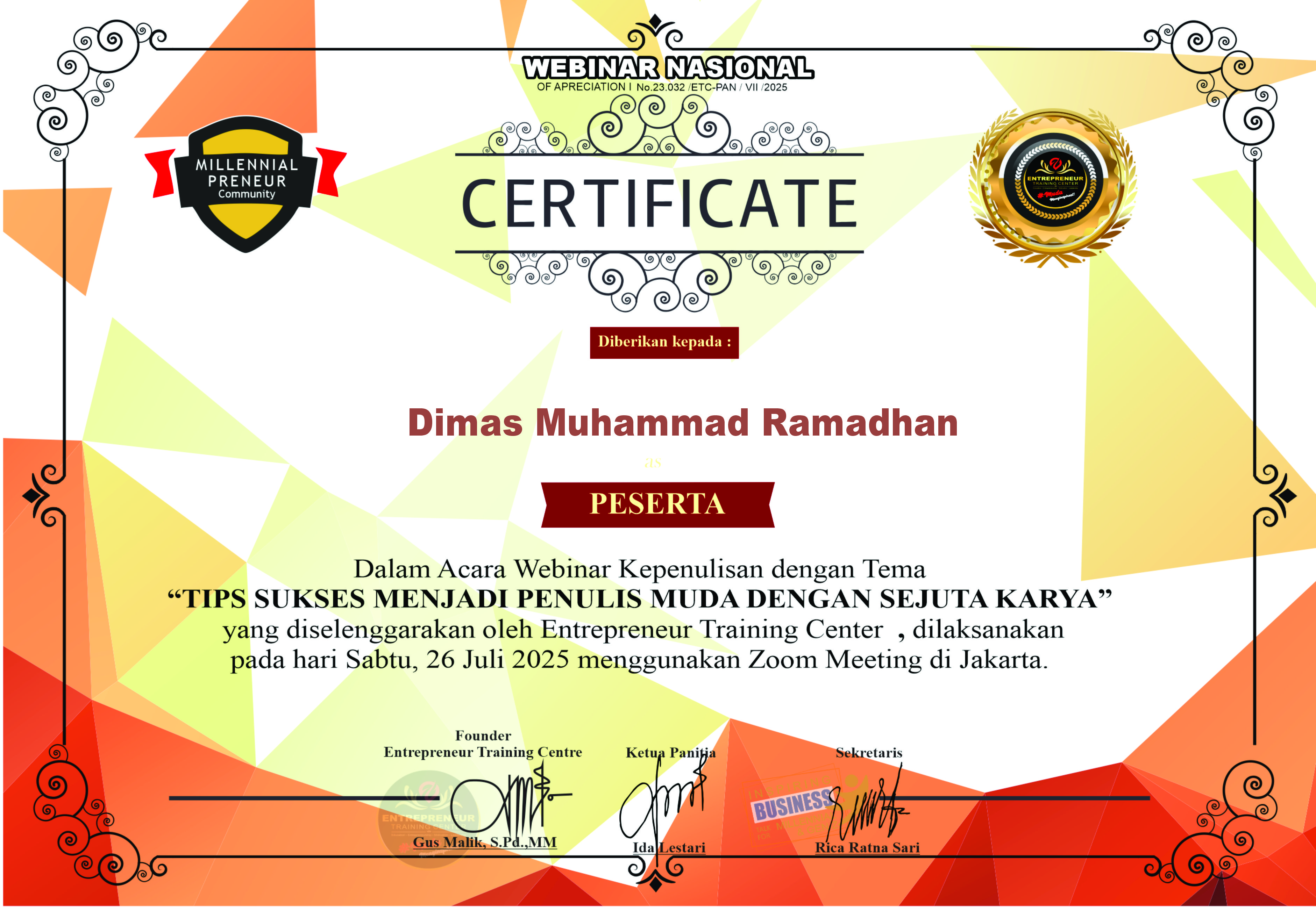 Sertifikat The Power Of You