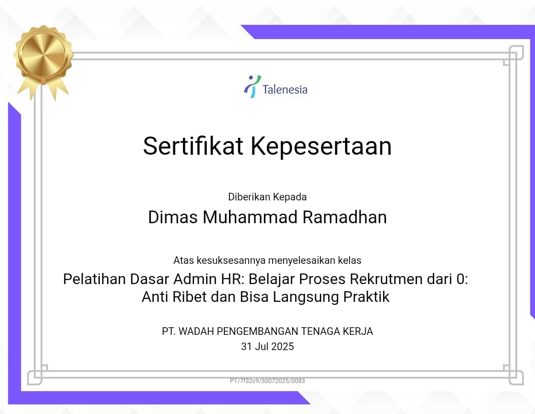 Sertifikat Admin HR