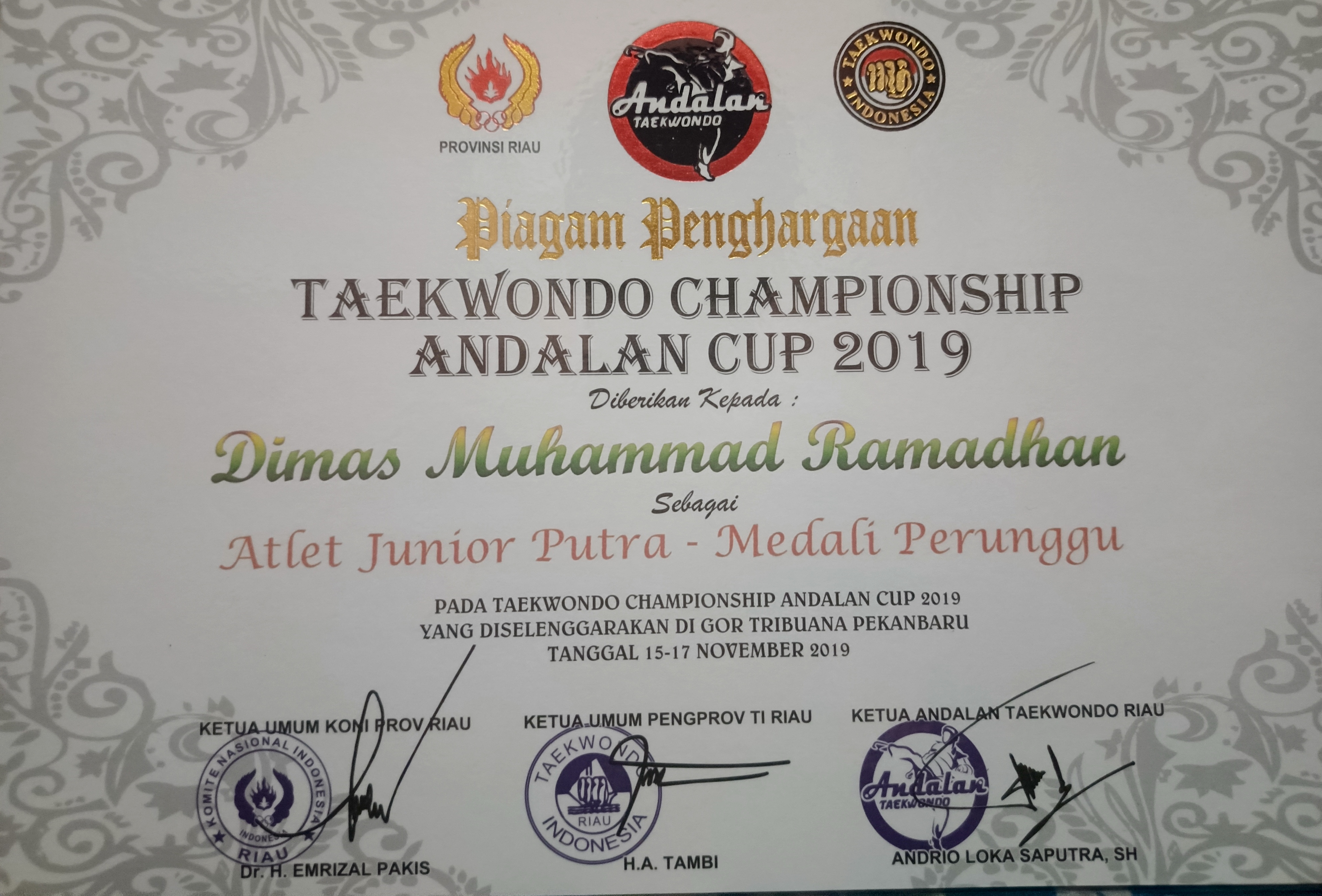 Sertifikat Taekwondo